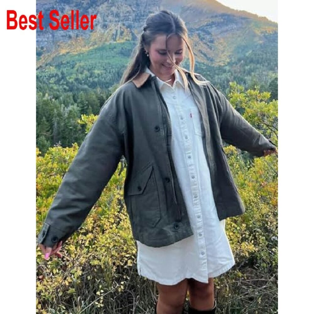 Oversized Corduroy Lapel Button Down Jacket Lightweight Casual Chic - Picture 6 of 8